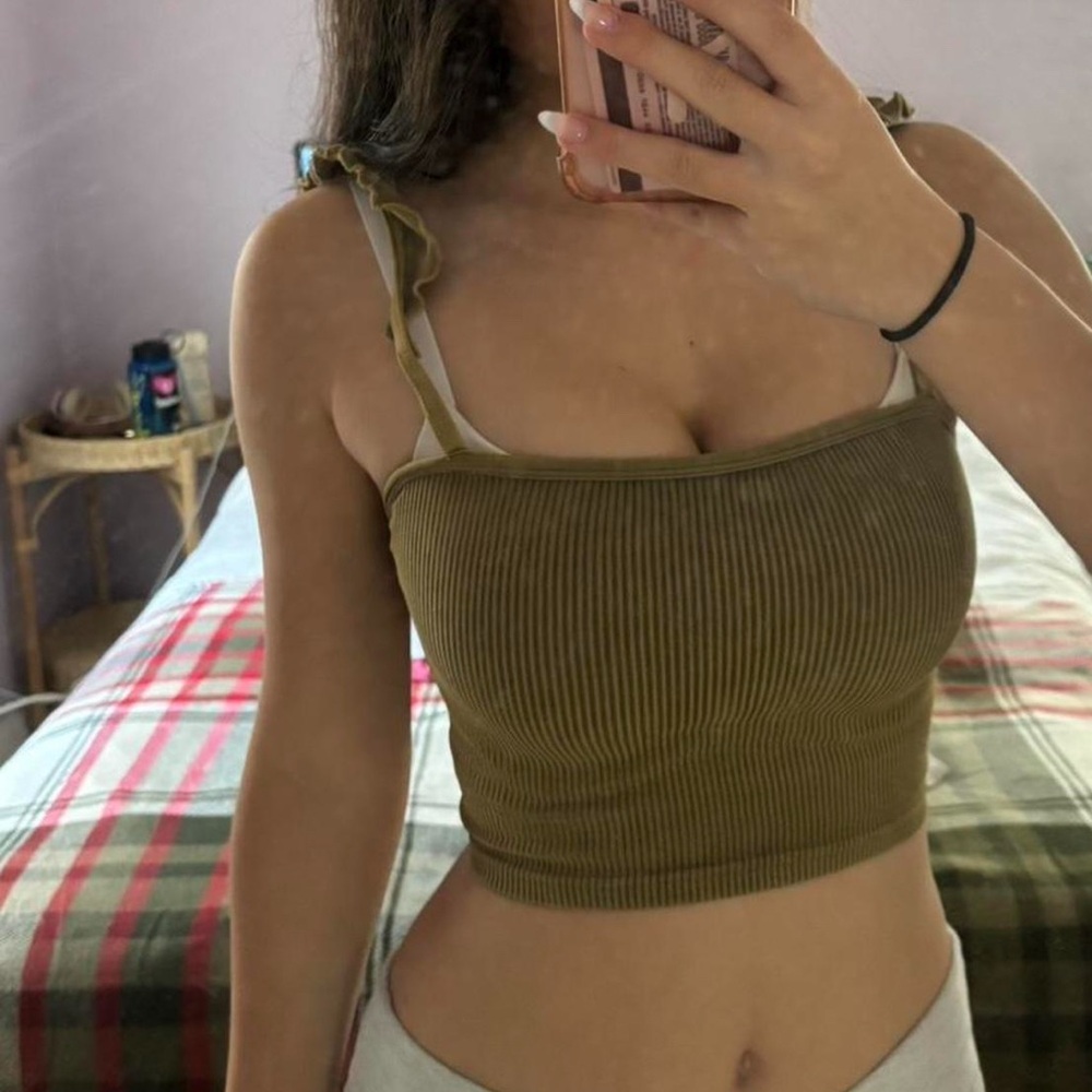 free people seamless ruffle strap tank top